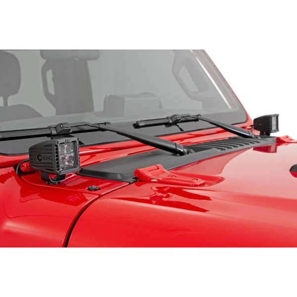 Jeep 2-inch LED Cube Easy-Mount Kit (18-23 Wrangler JL  20-23 Gladiator)-Black Series w White DRL