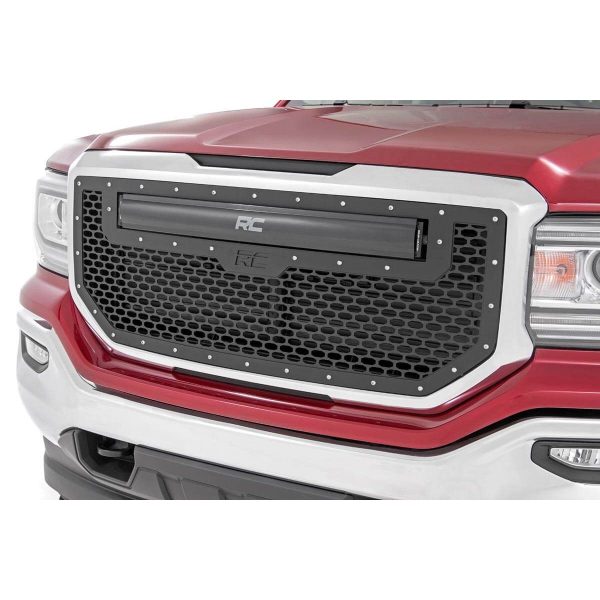 Rough Country Mesh Grille - 30 in Dual Row LED - Black - GMC Sierra 1500 (16-18)