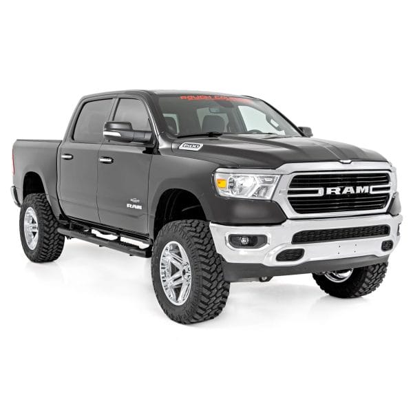 Rough Country Oval Nerf Step - Crew Cab - Black - Ram 1500 (19-23) 1500 TRX (21-23)