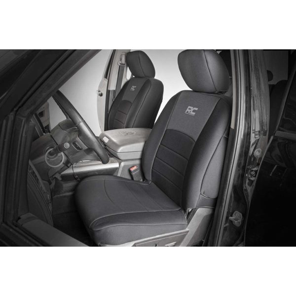 Rough Country Seat Covers - FR Bucket RR w Arm Rest - Ram 1500 (09-18) 2500 (10-18)