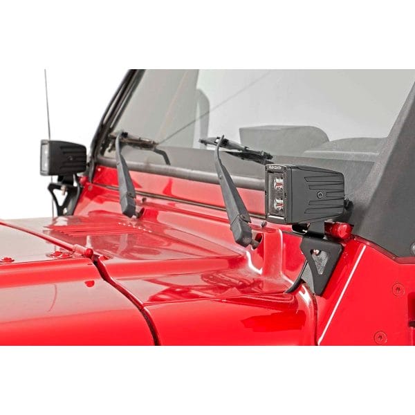 Rough Country Light Mounts - Lower Windshield - Jeep Wrangler TJ 4WD (1997-2006)