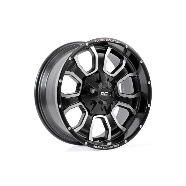 Rough Country Rough Country 93 Series Wheel - One-Piece - Machined Black - 20x9 - 5x5 5x4.5 - -12mm