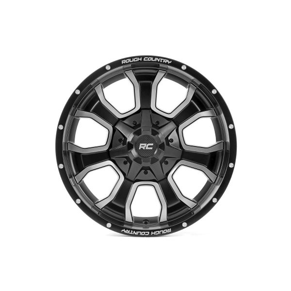 Rough Country Rough Country 93 Series Wheel - One-Piece - Machined Black - 20x9 - 5x5 5x4.5 - -12mm