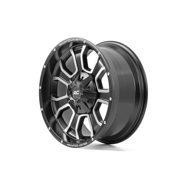 Rough Country Rough Country 93 Series Wheel - One-Piece - Machined Black - 20x9 - 5x5 5x4.5 - -12mm