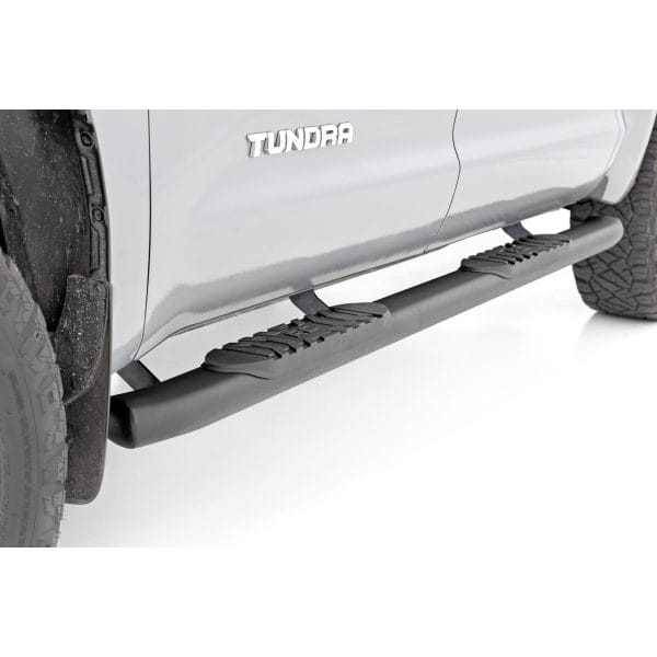 Rough Country Oval Nerf Step - Crew Cab - Black - Toyota Tundra 2WD 4WD (07-21)