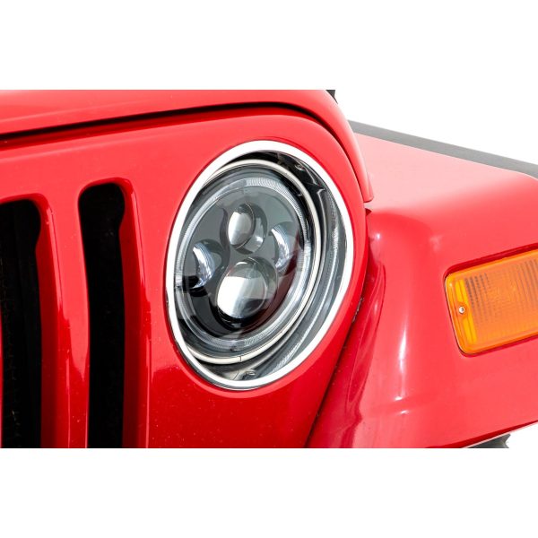 Rough Country Headlights - DRL Halo LED - 7 in - Jeep Wrangler TJ 4WD (1997-2006)