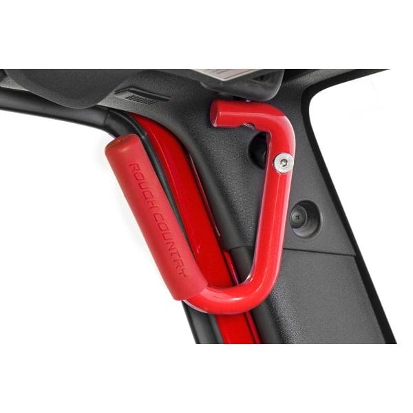 Rough Country Grab Handles - Steel - Front - Red - Jeep Wrangler JK (2007-2018)