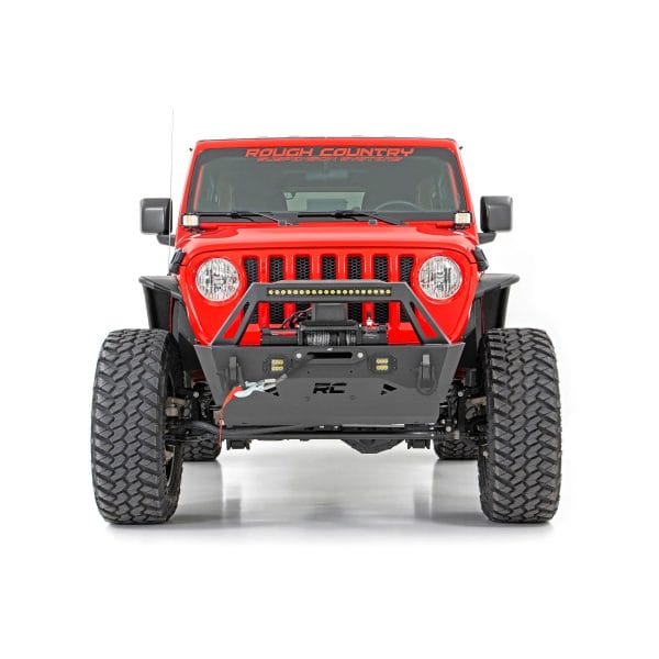 Rough Country Front Bumper - Stubby - Trail - Jeep Gladiator JT Wrangler 4xe Wrangler JK Wrangler JL