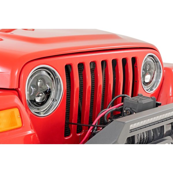 Rough Country Headlights - DRL Halo LED - 7 in - Jeep Wrangler TJ 4WD (1997-2006)