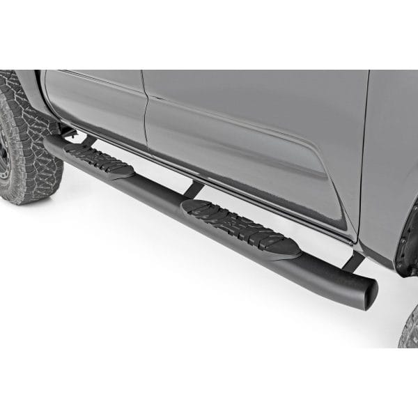 Rough Country Oval Nerf Step - Double Cab - Black - Toyota Tacoma 2WD 4WD (05-23)