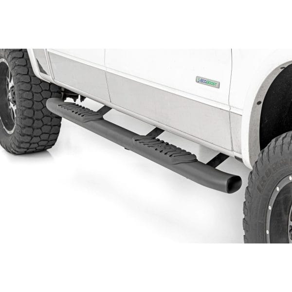 Rough Country Oval Nerf Step - Crew Cab - Black - Ford F-150 2WD 4WD (2009-2014)