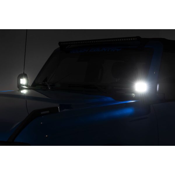 LED Light Kit - Ditch Mount - 2" Black Pair - Spot Pattern - Ford Bronco (21-23)