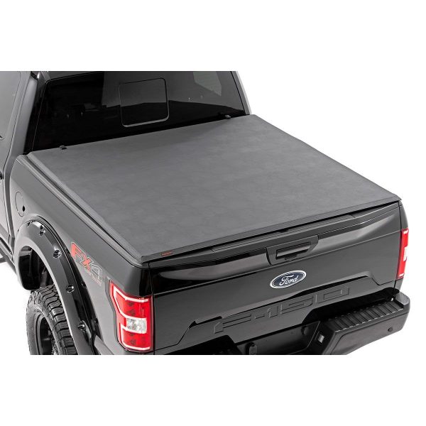 Rough Country Bed Cover - Tri Fold - Soft - 5'7 in Bed - Ford F-150 2WD 4WD (15-20)