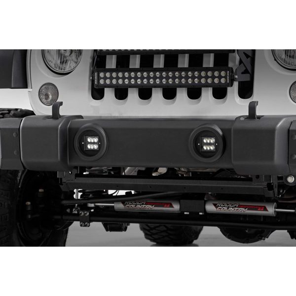 LED Light Kit - Fog Mount - 2" Black Pair - Jeep Wrangler JK (10-18)