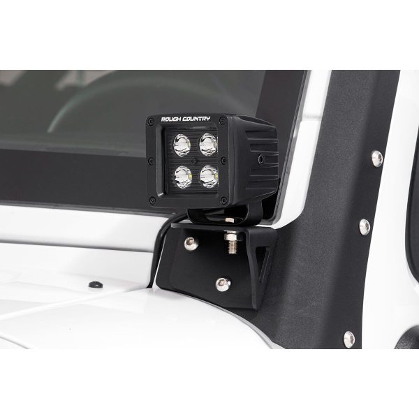 Rough Country LED Light Mount - Lower Windshield - Pod - Jeep Wrangler JK (07-18)