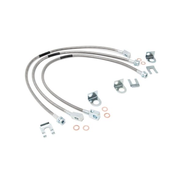 Rough Country Jeep Front & Rear Stainless Steel Brake Lines - 4-6in Lifts (XJ YJ TJ)