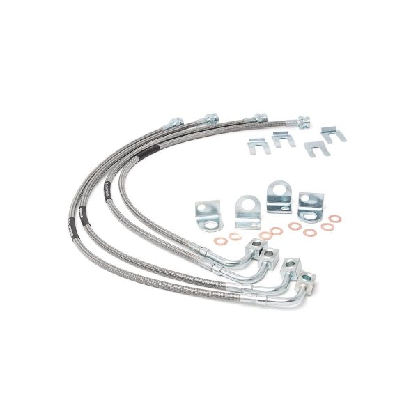 Rough Country Brake Lines - Stainless - FR & RR - 4-6 Inch Lift - Jeep Wrangler JK (07-18)