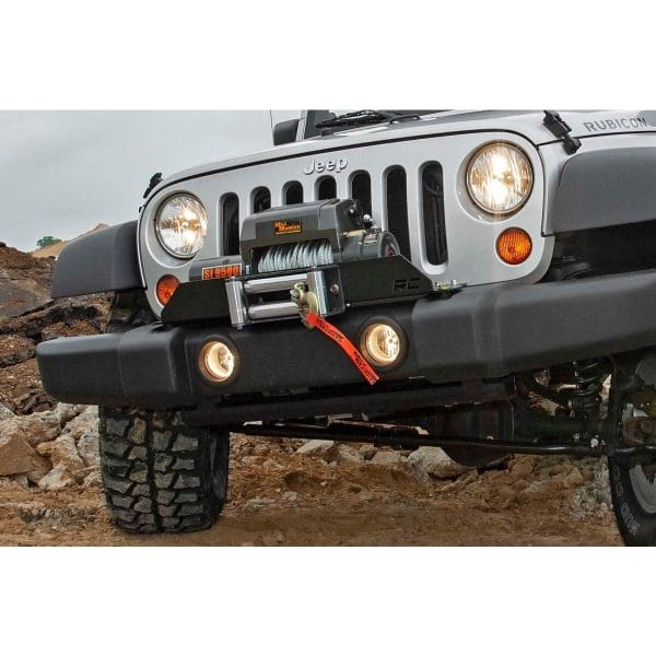 Rough Country Winch Mount Plate - Factory Bmpr - D-Rings - Jeep Wrangler JK (07-18)