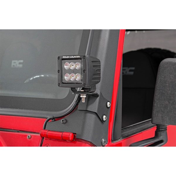 Rough Country LED Light Mount - Lower A-Pillar - Pod - Jeep Wrangler TJ (97-06)