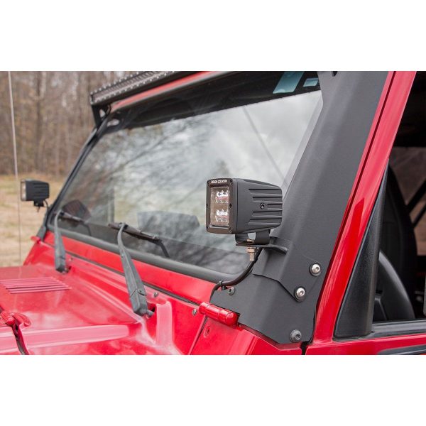 Rough Country LED Light Mount - Lower A-Pillar - Pod - Jeep Wrangler TJ (97-06)