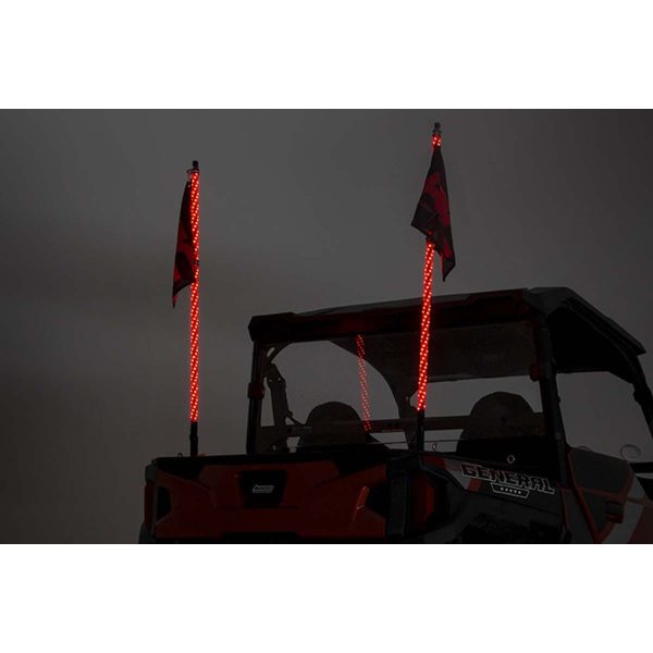 Whip Mount - Bed - 4' Multl-Color LED Whip Pair - Polaris General Ranger 1000 Ranger XP 900 1000