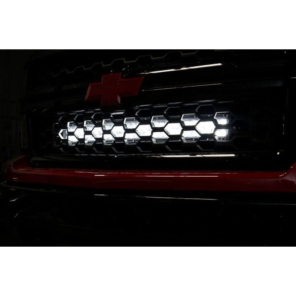 LED Light Kit - Behind Grille Mount - 30" Black Dual Row - White DRL - Chevy Silverado 1500 (14-15)