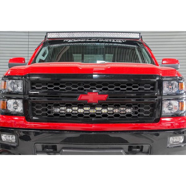 LED Light Kit - Behind Grille Mount - 30" Black Dual Row - White DRL - Chevy Silverado 1500 (14-15)