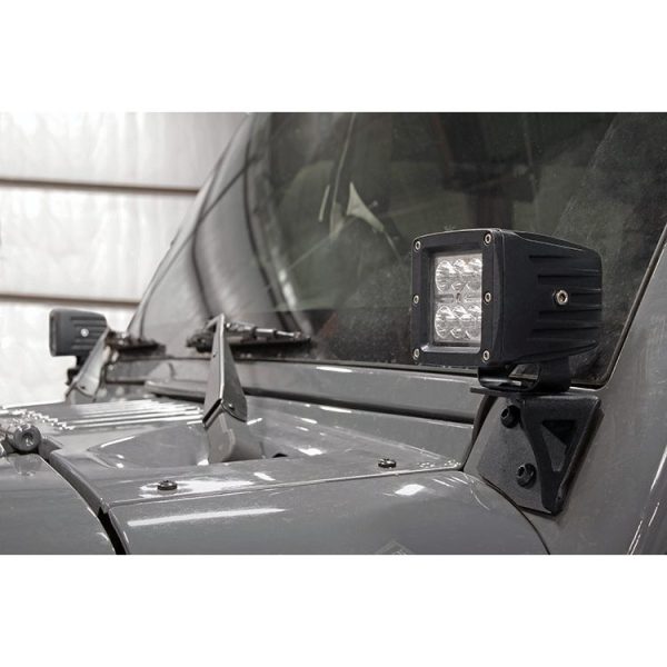 Rough Country LED Light Mount - Lower Windshield - Pod - Jeep Wrangler JK (07-18)