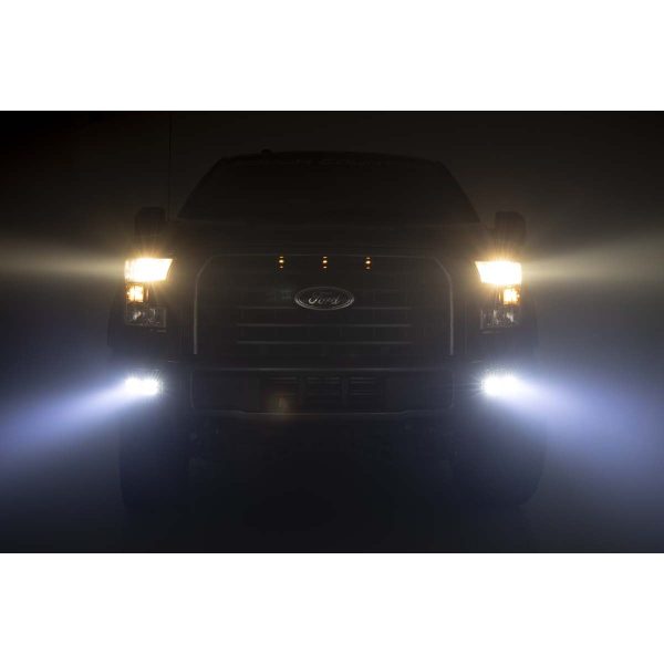 LED Light Kit - Fog Mount - Dual 2" Black Pairs - Spot - Ford F-150 (15-17)