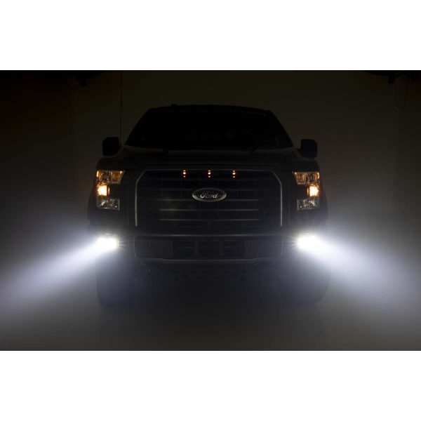 LED Light Kit - Fog Mount - Dual 2" Black Pairs - SAE - Ford F-150 (15-17)