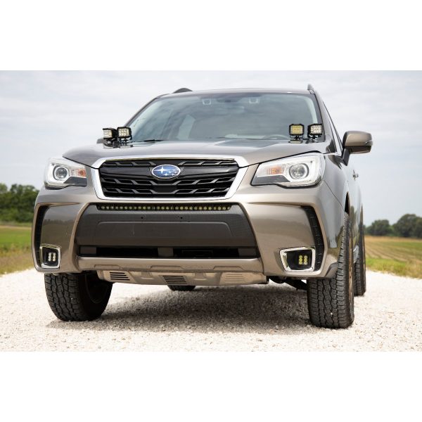 Rough Country LED Light - Bumper Mount - 30 in Black Single Row - White DRL - Subaru Forester (14-18)