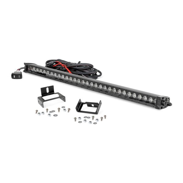 LED Light Kit - Grill Mount - 30" Black Single Row - White DRL - Ford Super Duty (11-16)