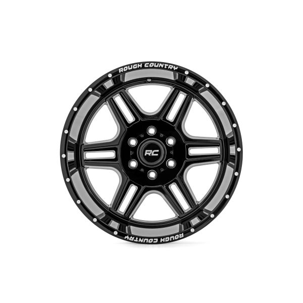 Rough Country Rough Country 92 Series Wheel - Machined One-Piece - Gloss Black - 20x12 - 8x180 - -44mm