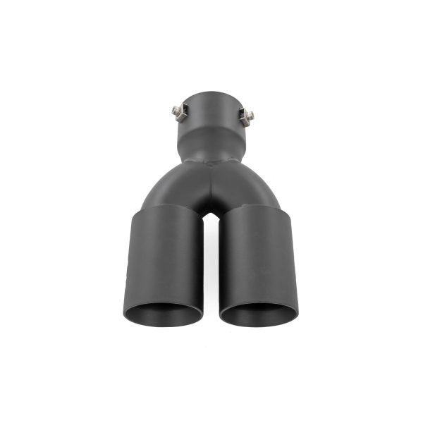 Exhaust Tip - Black - Red RC Logo - 2.5-3 Inch Pipe Single Inlet - Dual Outlet