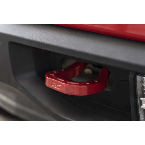 Rough Country Tow Hooks - Forged - Red - Chevy Silverado 1500 2WD 4WD (2019-2022)