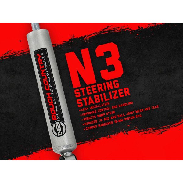 Rough Country N3 Steering Stabilizer - Jeep Gladiator JT Wrangler 4xe Wrangler JL (18-23)