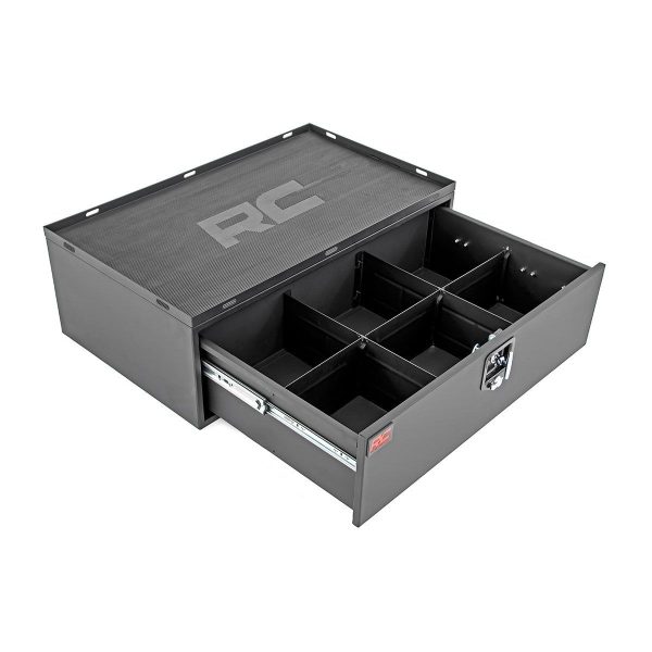 Rough Country Storage Box - Metal - Slide Out Lockable Drawer - Jeep Wrangler JL (18-23)